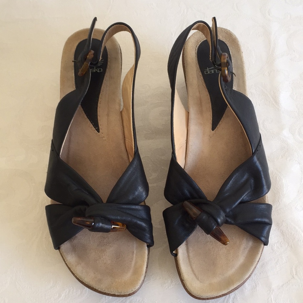 Dansko Black Leather Slingback Sandals
